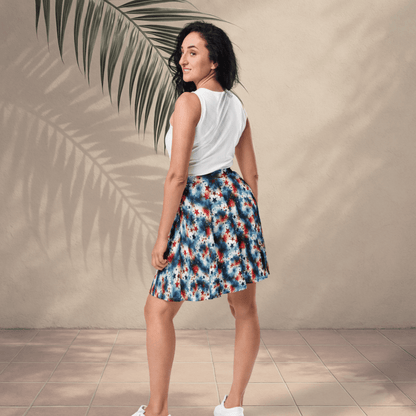 Star Spangled Swirl Skater Skirt | Red White & Blue Patriotic Style for Summer Vibes - Skater Skirt
