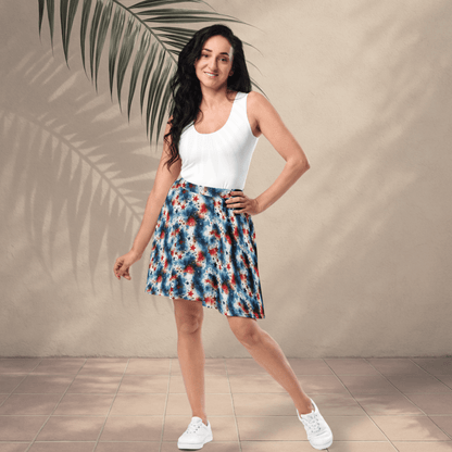 Star Spangled Swirl Skater Skirt | Red White & Blue Patriotic Style for Summer Vibes - Skater Skirt