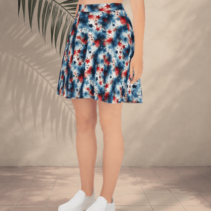 Star Spangled Swirl Skater Skirt | Red White & Blue Patriotic Style for Summer Vibes - Skater Skirt