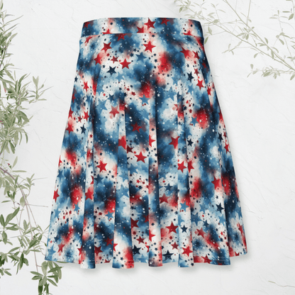 Star Spangled Swirl Skater Skirt | Red White & Blue Patriotic Style for Summer Vibes - Skater Skirt