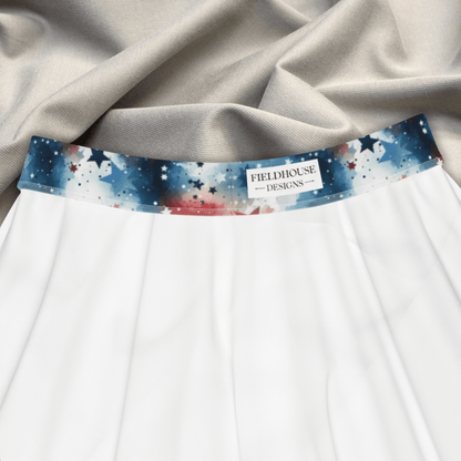 Star Spangled Swirl Skater Skirt | Red White & Blue Patriotic Style for Summer Vibes - Skater Skirt
