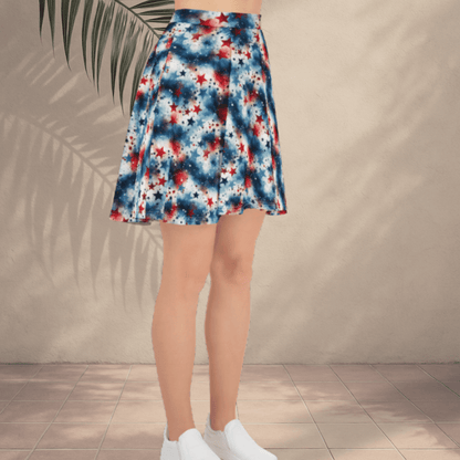 Star Spangled Swirl Skater Skirt | Red White & Blue Patriotic Style for Summer Vibes - Skater Skirt