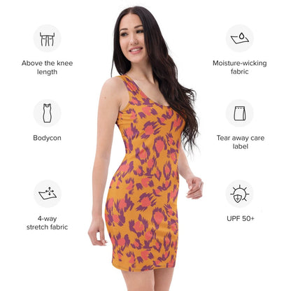 Sunset Leopard Bodycon Dress | Bold Animal Print in Orange & Magenta - Bodycon Dress