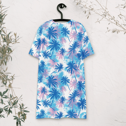 Sunset Palm Tree T-Shirt Dress – Boho Oversized Tropical Dress (2XS–6XL)