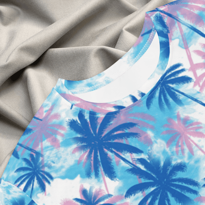 Sunset Palm Tree T-Shirt Dress – Boho Oversized Tropical Dress (2XS–6XL)