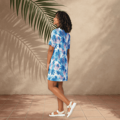 Sunset Palm Tree T-Shirt Dress – Boho Oversized Tropical Dress (2XS–6XL)