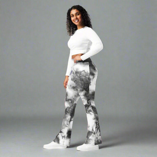 Artisan White High - Waisted Flared Leggings 2XS - 6XL - Flared Leggings