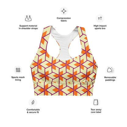 Retro Geometric Recycled Sports Bra XS - 3XL - Sports Bra