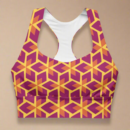 Purple Geometric Recycled Sports Bra XS - 3XL - Sports Bra