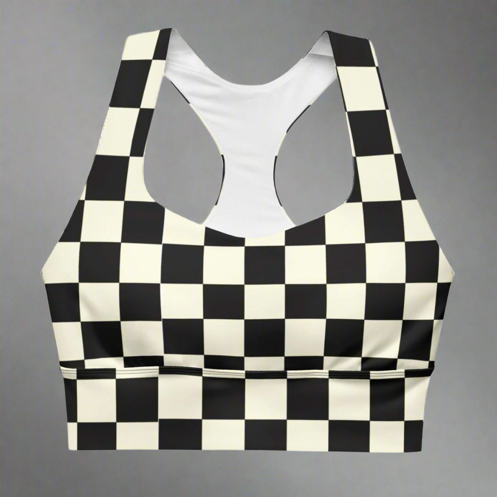 a checkered sports bra