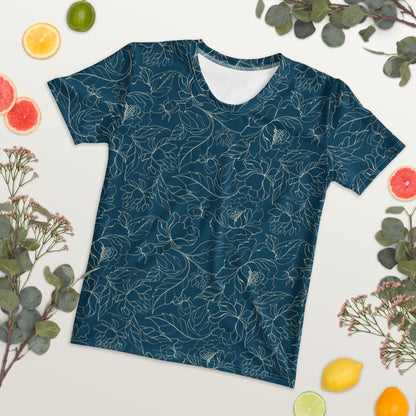 Teal Botanical Women's Crewneck T-Shirt XS - 2XL - Premium Knit Jersey Tee - T-Shirt