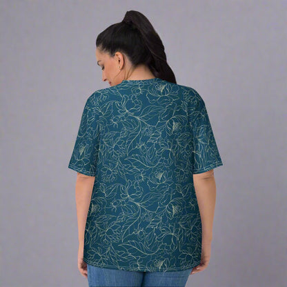 Teal Botanical Women's Crewneck T-Shirt XS - 2XL - Premium Knit Jersey Tee - T-Shirt