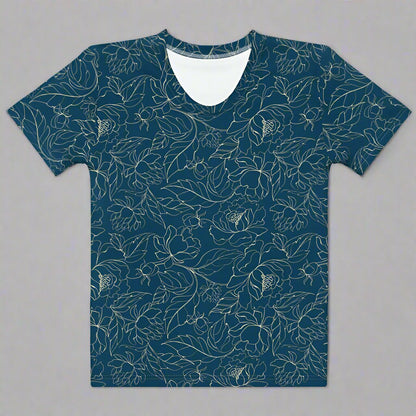 Teal Botanical Women's Crewneck T-Shirt XS - 2XL - Premium Knit Jersey Tee - T-Shirt
