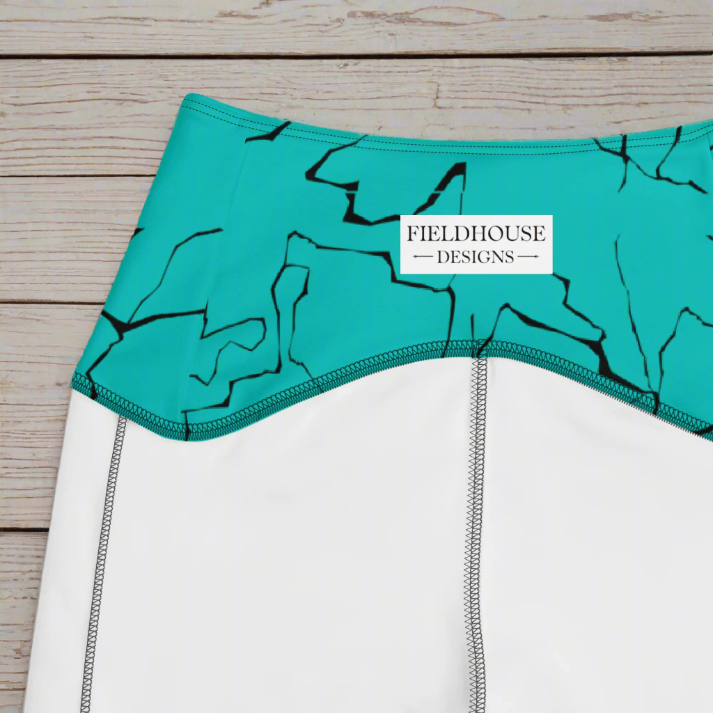 Teal Crackle Pocket Leggings – Fracture Print