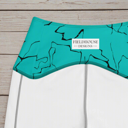Teal Crackle Pocket Leggings – Fracture Print