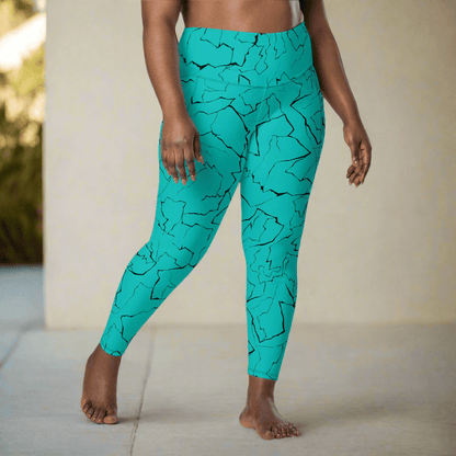 Teal Crackle Pocket Leggings – Fracture Print
