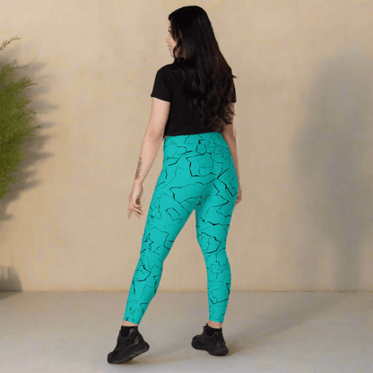 Teal Crackle Pocket Leggings – Fracture Print