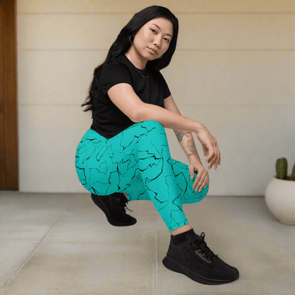 Teal Crackle Pocket Leggings – Fracture Print