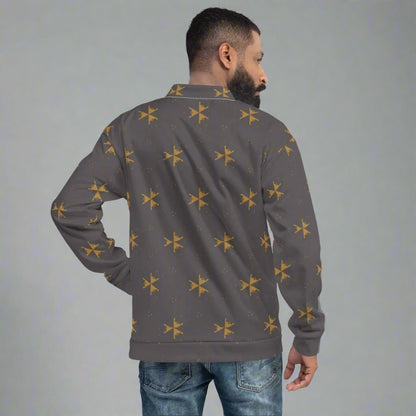 Dark Gray Abstract Bomber Jacket XS - 3XL Brushed Fleece Lining - Bomber Jacket