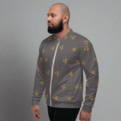 Dark Gray Abstract Bomber Jacket XS - 3XL Brushed Fleece Lining - Bomber Jacket