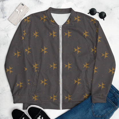 Dark Gray Abstract Bomber Jacket XS - 3XL Brushed Fleece Lining - Bomber Jacket