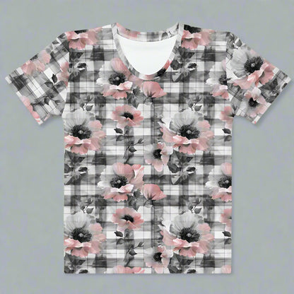 Vintage Bloom Tee | Blush Floral & Grayscale Plaid All - Over Shirt - T-Shirt