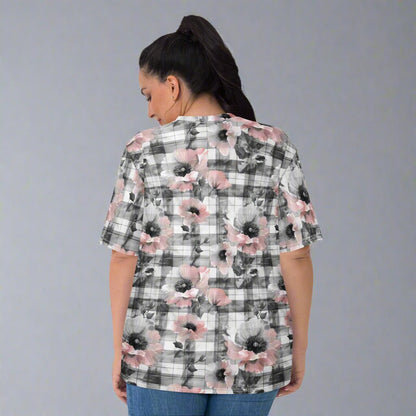 Vintage Bloom Tee | Blush Floral & Grayscale Plaid All - Over Shirt - T-Shirt