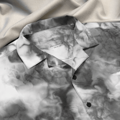 Whiteout Smoke Recycled Button - Up Shirt – Monochrome Tie - Dye Vibes