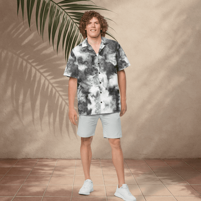 Whiteout Smoke Recycled Button - Up Shirt – Monochrome Tie - Dye Vibes