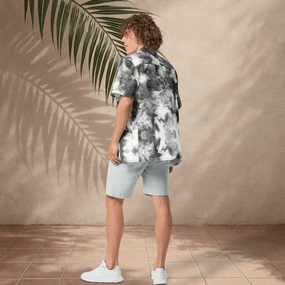 Whiteout Smoke Recycled Button - Up Shirt – Monochrome Tie - Dye Vibes
