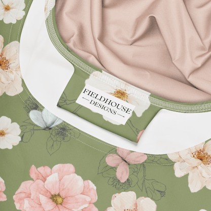 Wildflower Garden Skater Dress | Cottagecore Boho Floral on Sage Green - Skater Dress